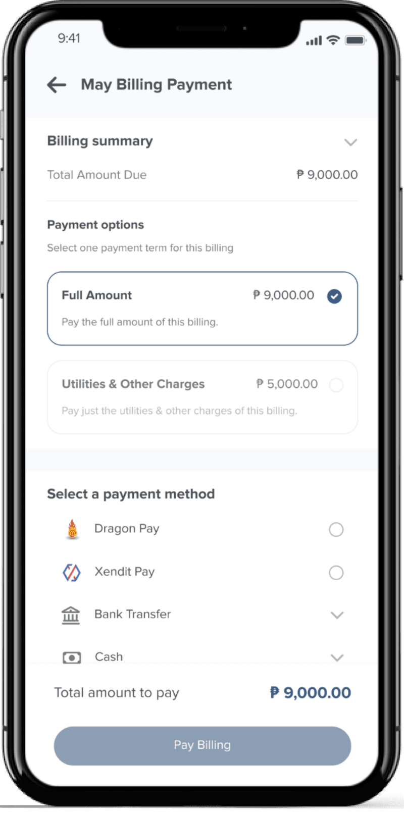 Collo Tenant Mobile App - Bills Overview